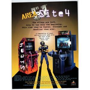 1998 Atari Area Site 4 Arcade Game Flyer Alien Invasion Shooter